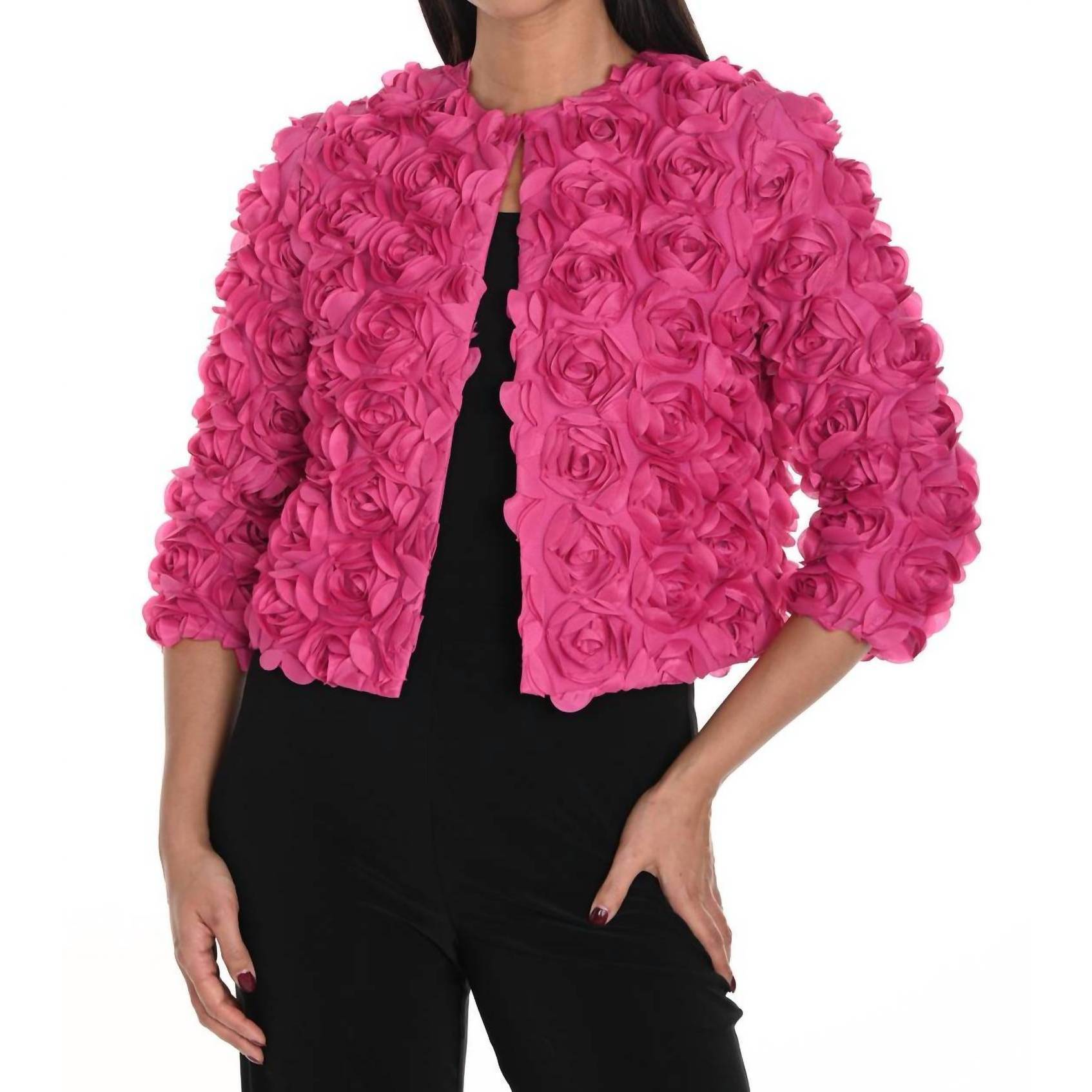New Frank Lyman Floral Open Front Cardigan In Pink